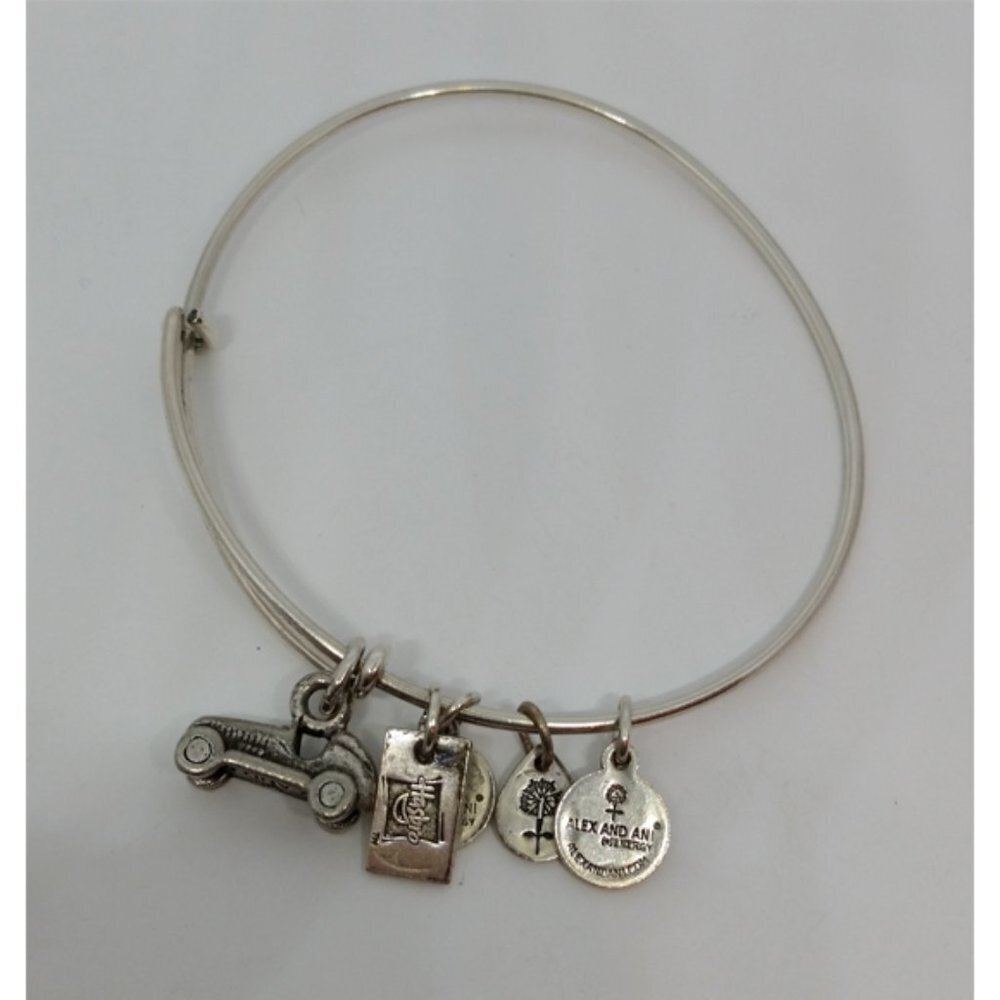 ALEX & Ani gold tone Hasbro Monopoly car charm bangle bracelet layering stack.